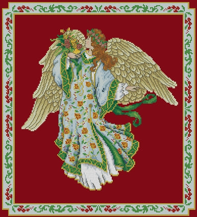 Schema punto croce SAGA PDF + PK + SAGA ANGELO dai CAPELLI ROSSI red haired angel cross stitch dmc patterns facile da stampare