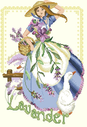 Schema punto croce PDF PK the WOMAN FACTOR and ducks cross stitch dmc SAGA pattern keeper markup animals lady spring queen facile da stampare