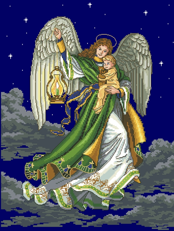 Schema punto croce SAGA PDF + XSD ANGEL mother arms cross stitch baby SHOWER love neonato dmc heart birth pattern keeper facile da stampare