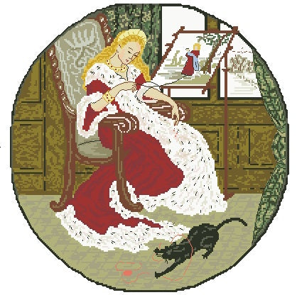 Schema punto croce SAGA PDF+ XSD lady christmas HOLIDAY QUEEN cross stitch lady goddess pattern keeper dama celtic queen facile da stampare
