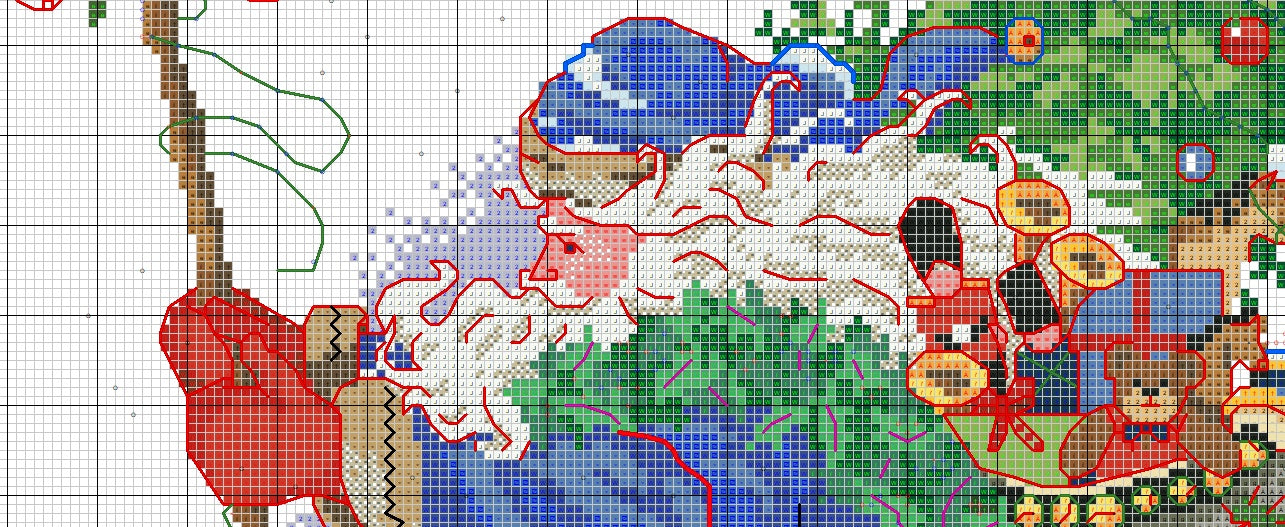 Schema punto croce SAGA PDF + XSD babbo natale SANTA CHRISTMAS cross stitch snowy Nick pattern keeper markup xmas Blue facile da stampare