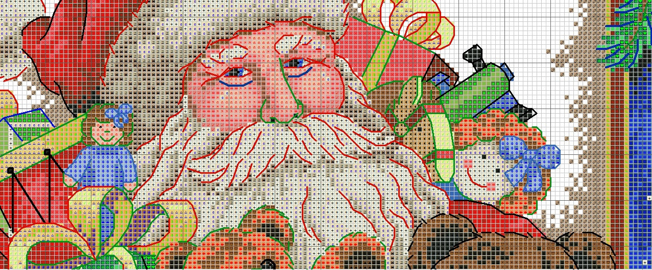 Schema punto croce SAGA PDF + XSD + PK Babbo natale CHRISTMAS FATHER SANTA CLAUS CHRISTMAS cross stitch sleeps with puppies cat and dog dmc patterns facile da stampare