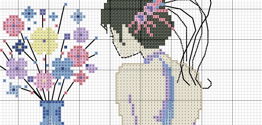 Schema punto croce SAGA PDF + XSD + PK PRINCIPESSA dei FIORI lady flowers cross stitch butterfly FANTASY woman princess patterns facile da stampare