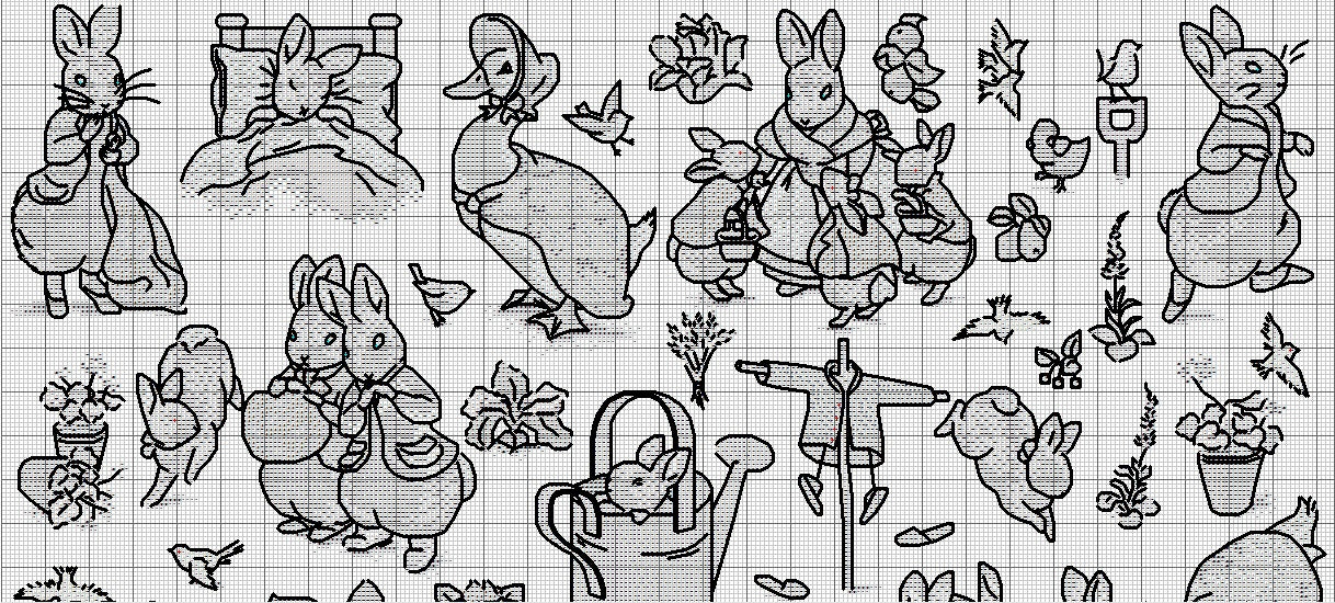 Punto croce SAGA PDF + XSD + PK farm RABBITS PACK 30 cross stitch animals for baby shower neonato nascita cameretta dmc pattern keeper pk facili da stampare