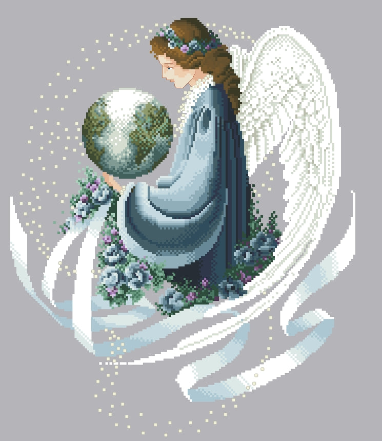 Schema punto croce SAGA PDF + XSD ANGELO cross stitch LOVE per EARTH ANGELcross stitch christmas dmc patterns facile da stampare