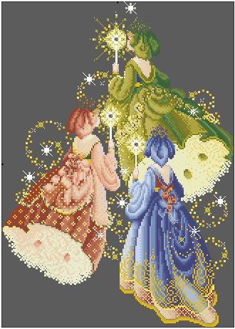 Schema punto croce SAGA PDF + XSD + PK CHRISTMAS FAIRY cross stitch pattern peace love home grace heart magic night keeper facile da stampare