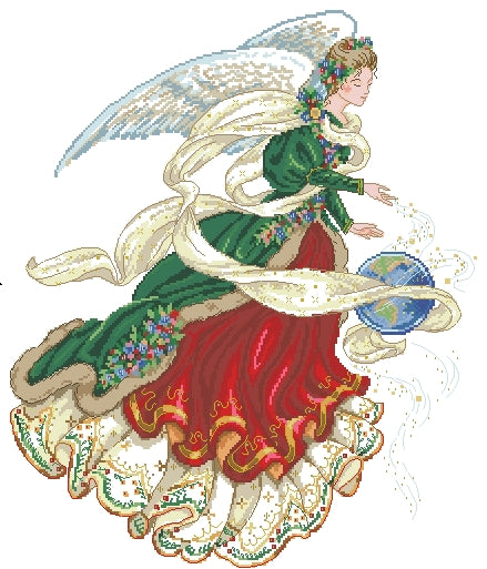 Schema punto croce SAGA PDF+ XSD LOVE for the EARTH cross stitch angel of glory christmas armony xmas dmc pattern keeper facile da stampare