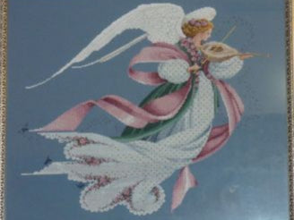 Schema punto croce SAGA PDF + XSD + PK SPRING ANGEL cross stitch woman dama rinascimento seasons peace music celtic cherubini facile da stampare