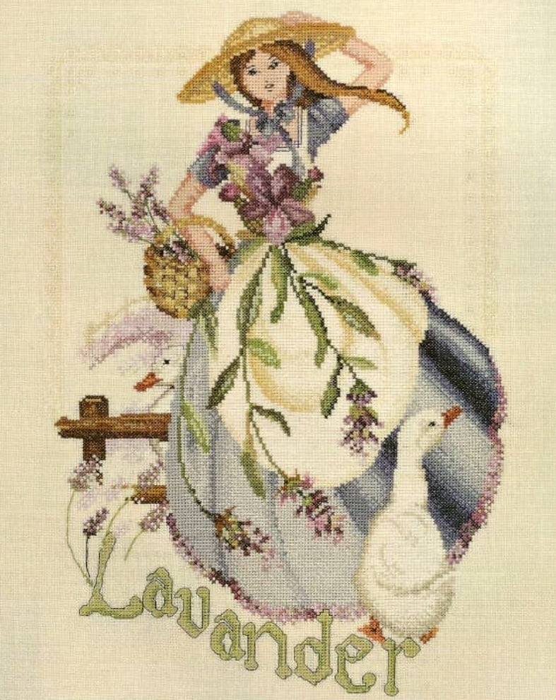 Schema punto croce PDF PK the WOMAN FACTOR and ducks cross stitch dmc SAGA pattern keeper markup animals lady spring queen facile da stampare