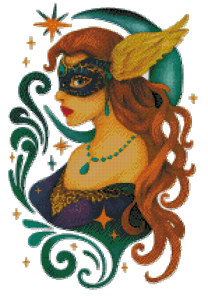 Schema punto croce SAGA + PDF XSD LADY OF MOON LA DONNA DELLA LUNA FACILE DA SCARICARE E STAMPARE