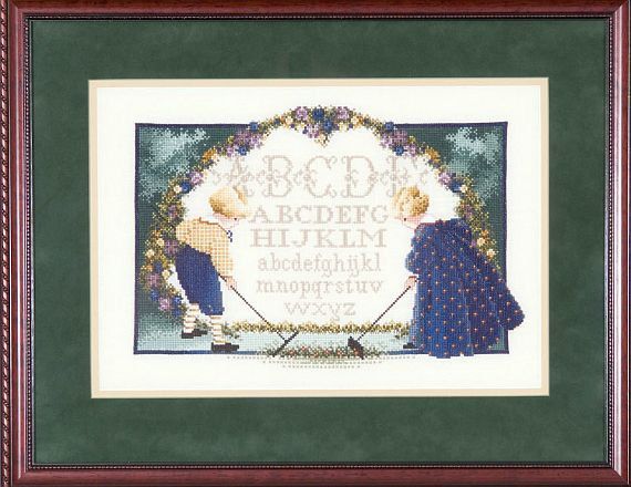 Schema punto croce SAGA PDF+ XSD 2 childrens and ALPHABET cross stitch baby SHOWER dmc pattern keeper garden backdrop facile da stampare