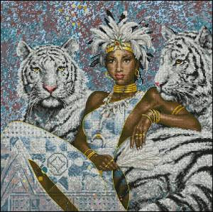 Schema punto croce SAGA PDF XSD anchor regina della giungla The QUEEN goddess cross stitch TIGER pattern keeper pk facile da stampare