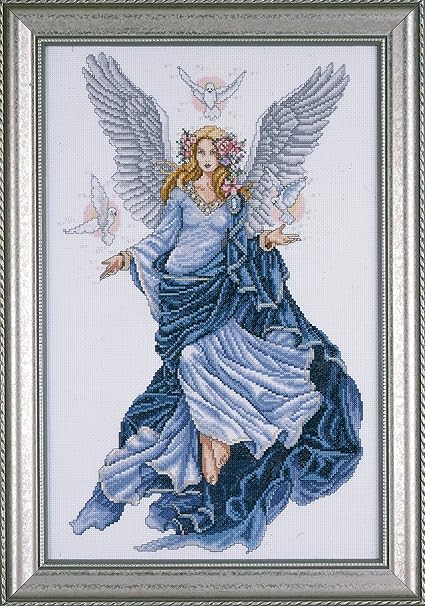 Schema punto croce SAGA PDF XSD ANGEL of PEACE cross stitch Celestial creature christmas dmc pattern keeper armony xmas facile da stampare