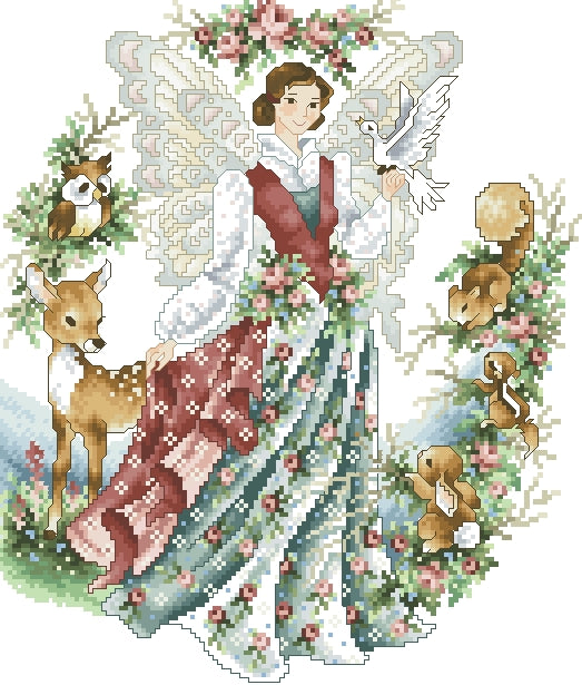 Schema punto croce SAGA PDF + XSD WONDERFULL angel of animal FAIRY PK cross stitch patterns fata dei boschi coniglietto faicle da stampare