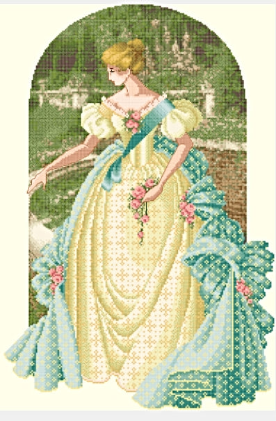 Schema punto croce SAGA PDF XSD RELAX in giardino cross stitch dmc pattern keeper markup QUEEN anne lady in the garden facile da stampare