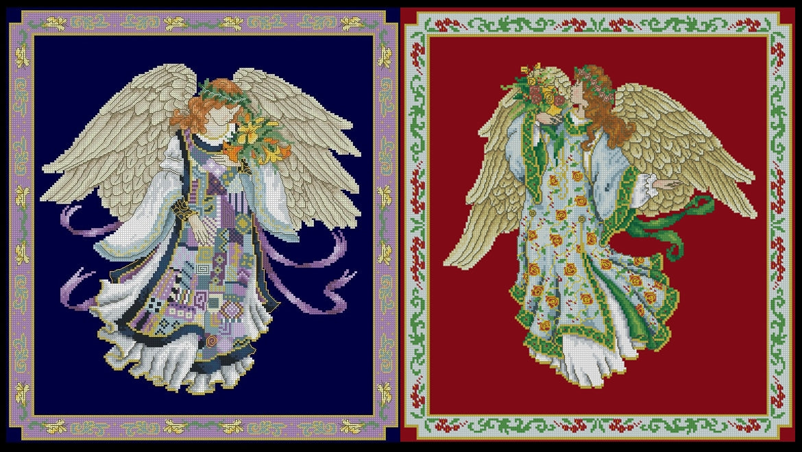 2 Schemi punto croce SAGA PDF + XSD + PK GUARDIAN ANGEL CHRISTMAS night and day cross stitch christmas easter pattern Keeper xsd birth baby facili da stampare