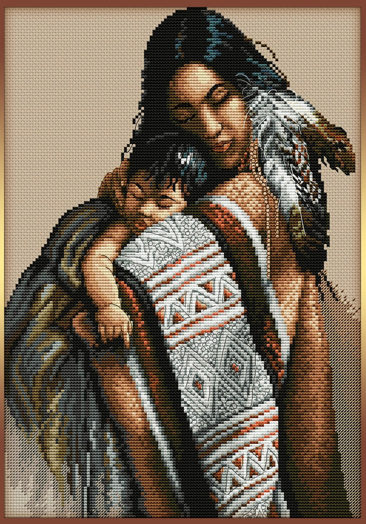 Schema punto croce SAGA PDF + XSD PK PK INDIAN MADONNA and child cross stitch nascita baby shower soft caress  pattern keeper facile da stampare