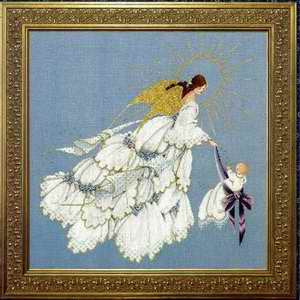 Schema punto croce SAGA PDF + XSD + PK ANGEL mother cross stitch boy baby SHOWER neonato dmc nascita birth pattern keeper facile da stampare