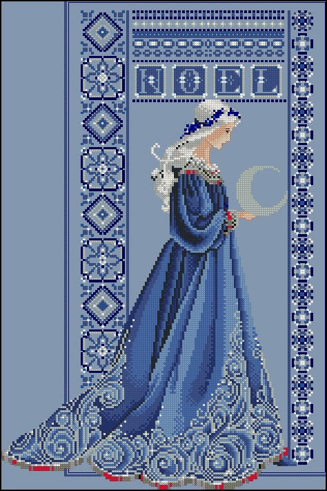 4 Schemi punto croce SAGA PDF + XSD + PK celtic HALLOWEEN CHRISTMAS MOON MARRIED bride winter lady cross stitch seasons woman fantasy da stampare