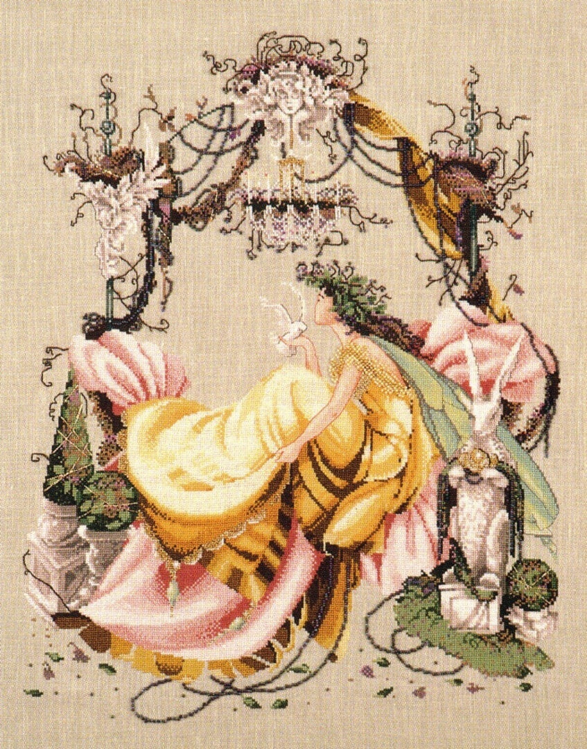 SCHEMA PUNTO CROCE FATA IN PACE ARMONIA IDYLL BELLEZZA NATURA compatibile con pattern keeper facile da stampare
