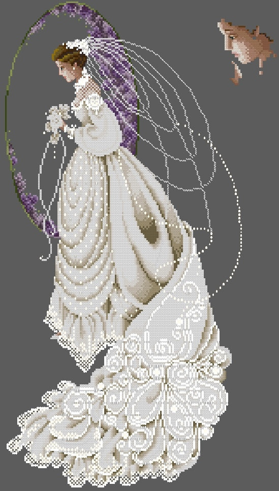 Schema punto croce SAGA PDF + XSD PK SAGA woman ready for MARRIED cross stitch spring BRIDE dmc pattern keeper markup wedding day facile da stampare