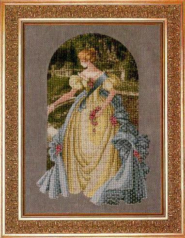 Schema punto croce SAGA PDF XSD RELAX in giardino cross stitch dmc pattern keeper markup QUEEN anne lady in the garden facile da stampare