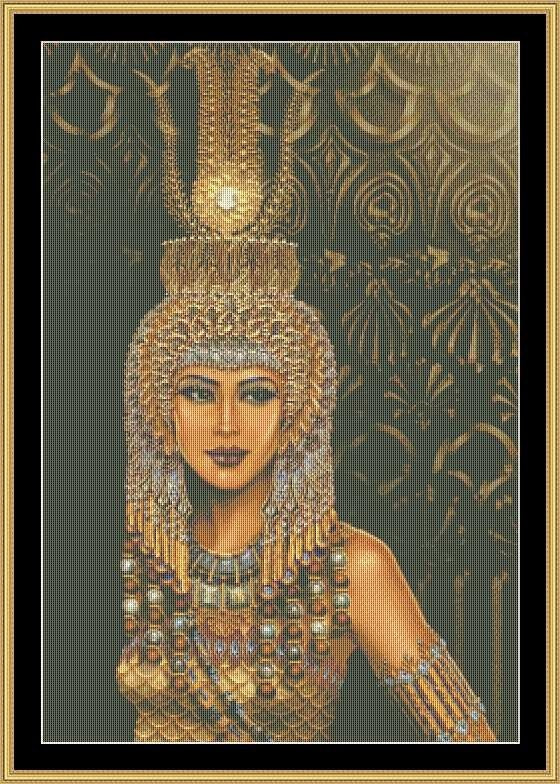 Schema punto croce SAGA PDF XSD regina d'egitto EGYPT queen cross stitch CLEOPATRA pattern keeper pk dmc xsd lady goddess facile da stampare