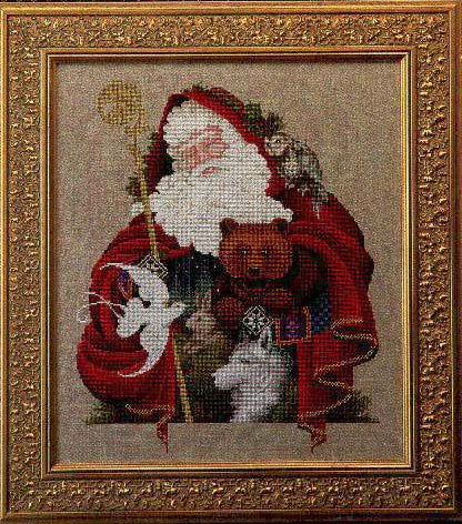 Schema punto croce SAGA PDF + XSD SANTA FOREST and ANIMALS cross stitch animali bear colomba lupo dmc pattern keeper facile da stampare