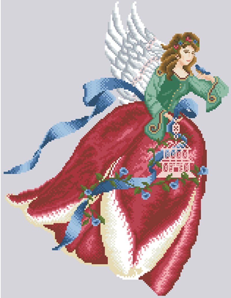 Schema punto croce SAGA PDF XSD FATA di marzo MARCH tulip FAIRY cross stitch red tulip fairy flower woman dmc pattern keeper markup facile da stampare