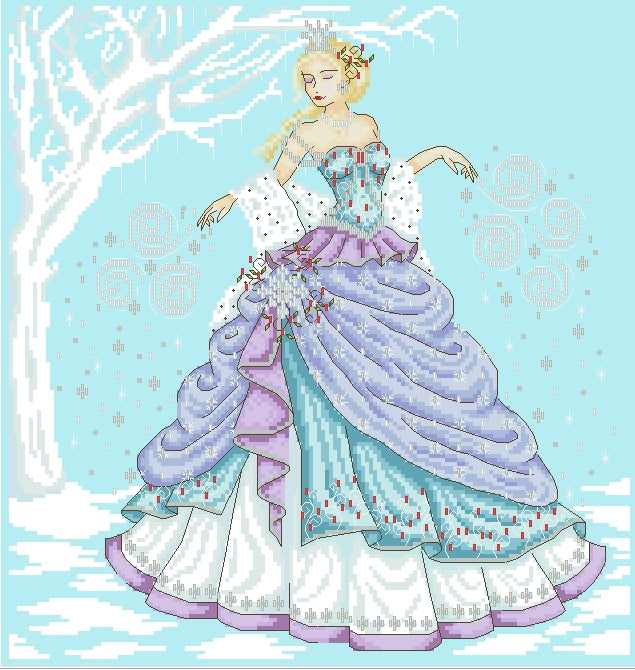 Schema punto croce SAGA PDF XSD dmc FROZEN QUEEN dancer cross stitch fantasy dmc pattern keeper ballerina lady dama winter xsd facile da stampare