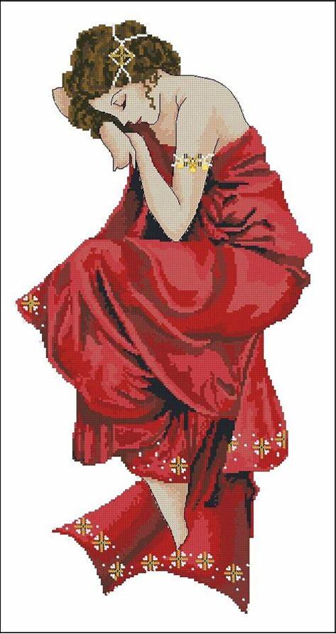 2 Schemi punto croce SAGA PDF + XSD Principessa della fiabe cross stitch sleep queen oriental magic woman pattern keeper facile da stampare