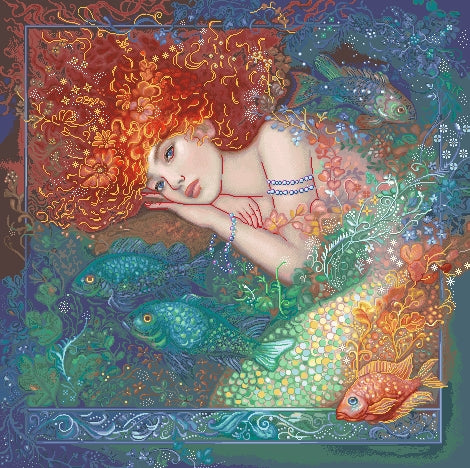 Schema punto croce SAGA PDF XSD gentile Creature MERMAID cross stitch FANTASY creatura marina sirena mare pesce SAGA dmc pattern keeper stampabile