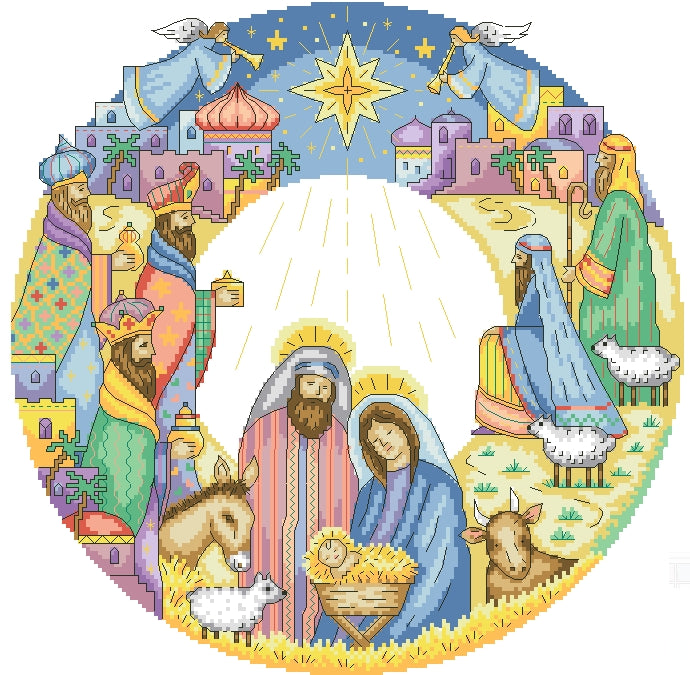 Schema punto croce SAGA PDF XSD nativity scene christmas cross stitch SILENT NIGHT pattern keeper xsd pk pdf presepe natale facile da stampare