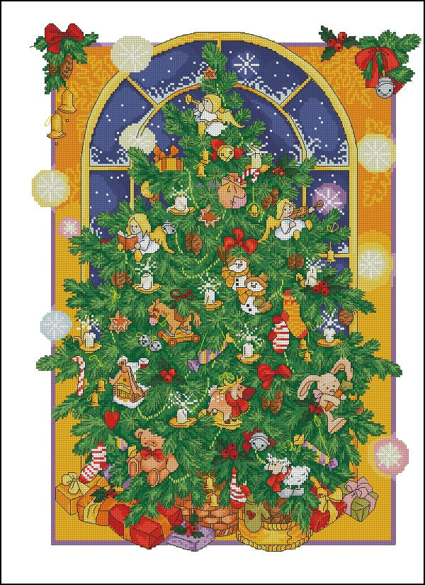 Schema punto croce SAGA PDF + XSD Albero di natale CHRISTMAS TREE cross stitch pattern keeper dmc xmas pdf magic ornamet facile da stampare
