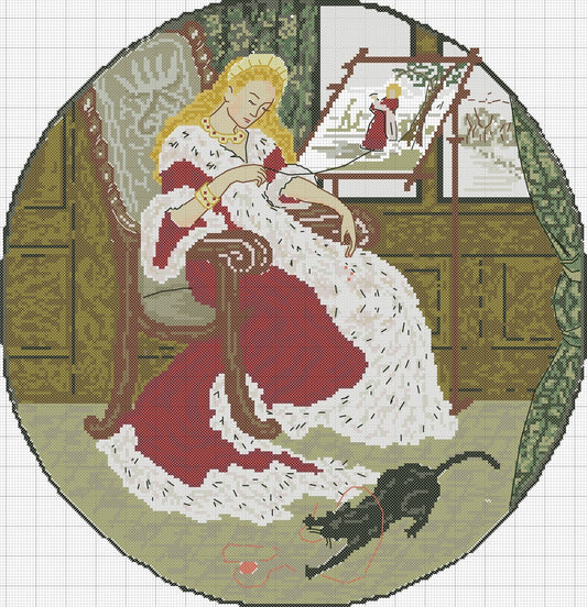 Schema punto croce SAGA PDF+ XSD lady christmas HOLIDAY QUEEN cross stitch lady goddess pattern keeper dama celtic queen facile da stampare