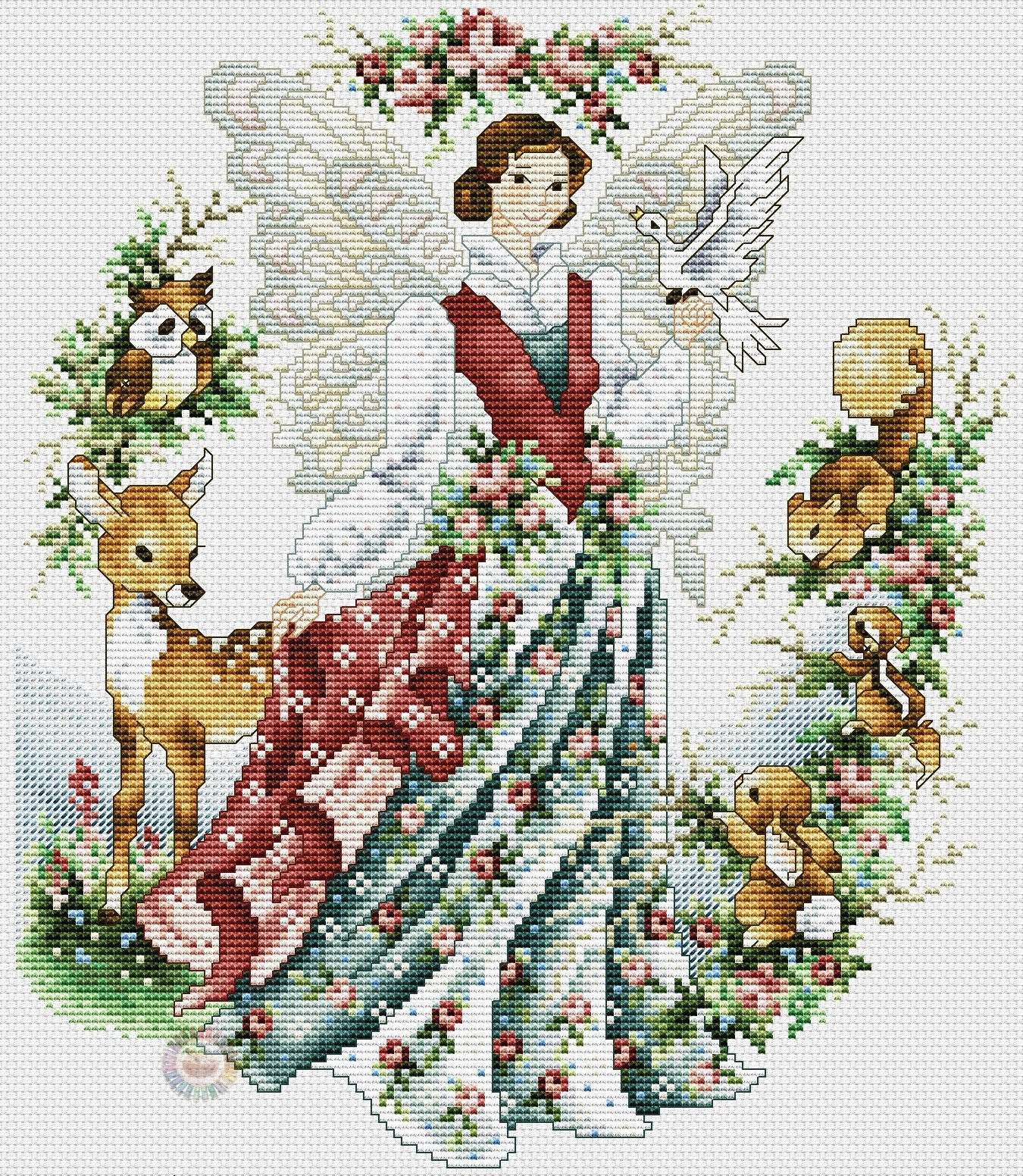 Schema punto croce SAGA PDF + XSD WONDERFULL angel of animal FAIRY PK cross stitch patterns fata dei boschi coniglietto faicle da stampare