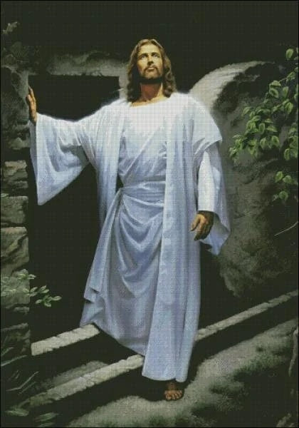 Schema punto croce RESURREZIONE di CRISTO resurrection of Jesus Christ EASTER religious cross stitch dmc pattern keeper facile da stampare