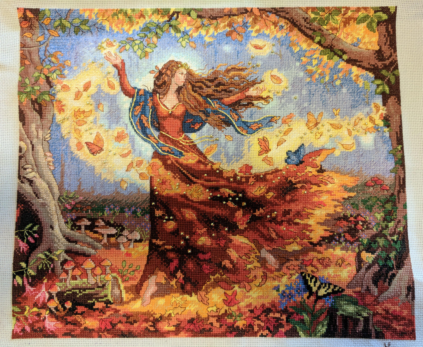 Schema punto croce SAGA PDF + XSD stagione AUTUNNO LADY cross stitch fall fairy goddess dmc pattern keeper celtic pdf facile da stampare