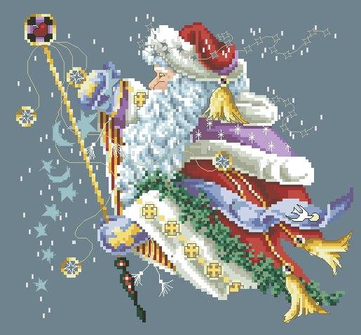 Schema punto croce SAGA PDF + XSD Babbo natale SANTA claus CHRISTMAS cross stitch pattern keeper magia del Natale dmc pk facile da stampare