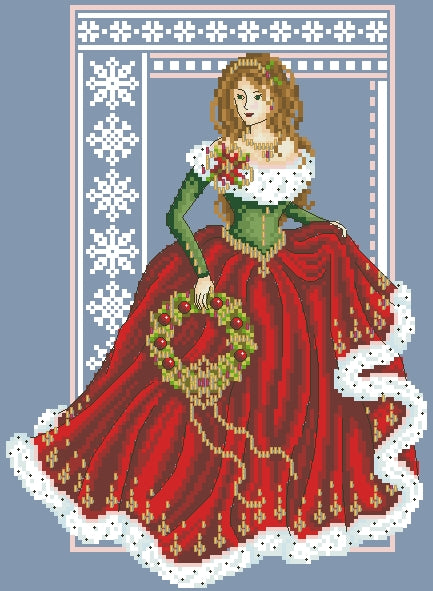 Schema punto croce SAGA PDF XSD HOLIDAY QUEEN CHRISTMAS LADY cross stitch holiday pk markup pattern keeper facile xsd queen dama da stampare