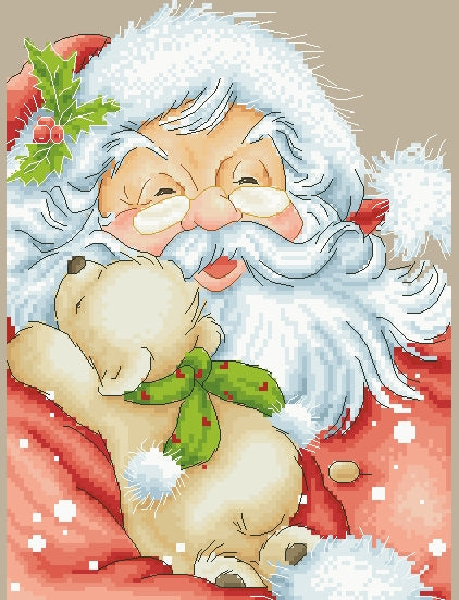 Schema punto croce SAGA PDF + XSD + PK GRAND FATHER FROST and BEAR puppy teddy cross stitch pattern keeper santa claus natale pk xsd facile da stampare