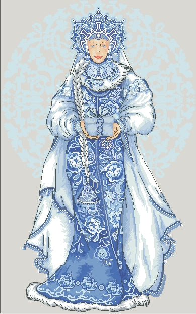 Schema punto croce SAGA PDF + XSD LADY WINTER cross stitch FANTASY dmc saga pattern keeper markup snow maiden goddess seasons christmas facile da stampare