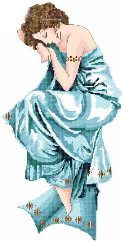 2 Schemi punto croce SAGA PDF + XSD Principessa della fiabe cross stitch sleep queen oriental magic woman pattern keeper facile da stampare