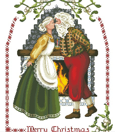 Schema punto croce SAGA PDF + XSD SANTA kiss befana MERRY CHRISTMAS cross stitch snowy Nick pattern keeper markup xmas father facile da stampare