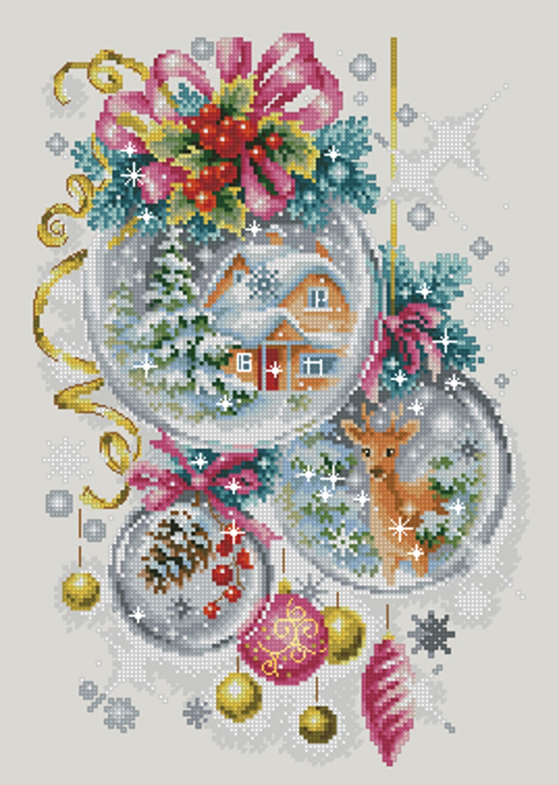 6 Schemi punto croce SAGA PDF + XSD + PK CHRISTMAS ORNAMENT cross sttich stitch bell candle glass dreams pattern keeper dmc facili da stampare