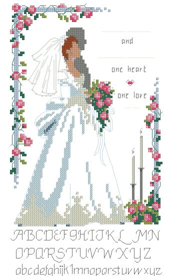 Schema punto croce SAGA pdf + xsd ONE LOVE nozze oggi sposi WEDDING day just MARRIED cross stitch bride pattern keeper one love facile da stampare