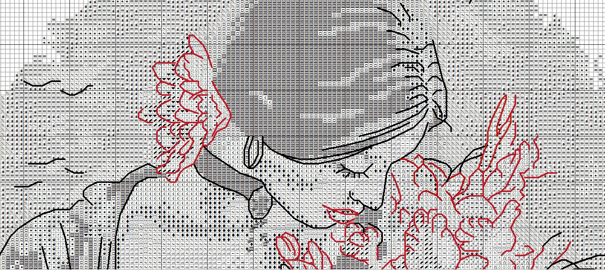 Schema punto croce SAGA PDF + XSD + PK DONNA spagnola con mazzo di fiori SPANISH WOMAN with flowered ross stitch patterns stampabile
