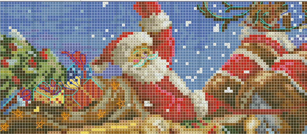 Schema punto croce SAGA PDF+ XSD babbo natale SANTA CHRISTMAS cross stitch  snowy Nick pattern keeper xmas the reindeers facile da stampare