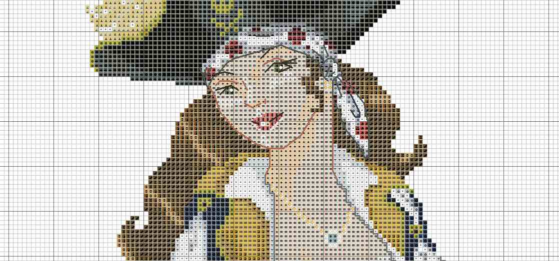 Schema punto croce SAGA PDF XSD BEAUTY PIRATE QUEEN woman cross stitch fantasy lady girl queen pattern keeper pk tesoro dama facile da stampare