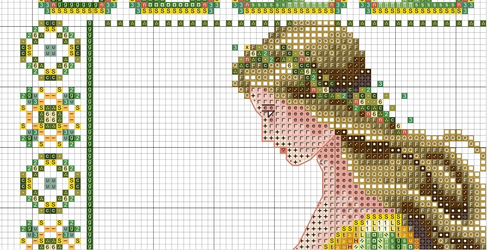 Schema punto croce PDF PK +  PAT SUMMER LADY cross stitch woman flower dama rinascimento seasons medioevo magic night facile da stampare